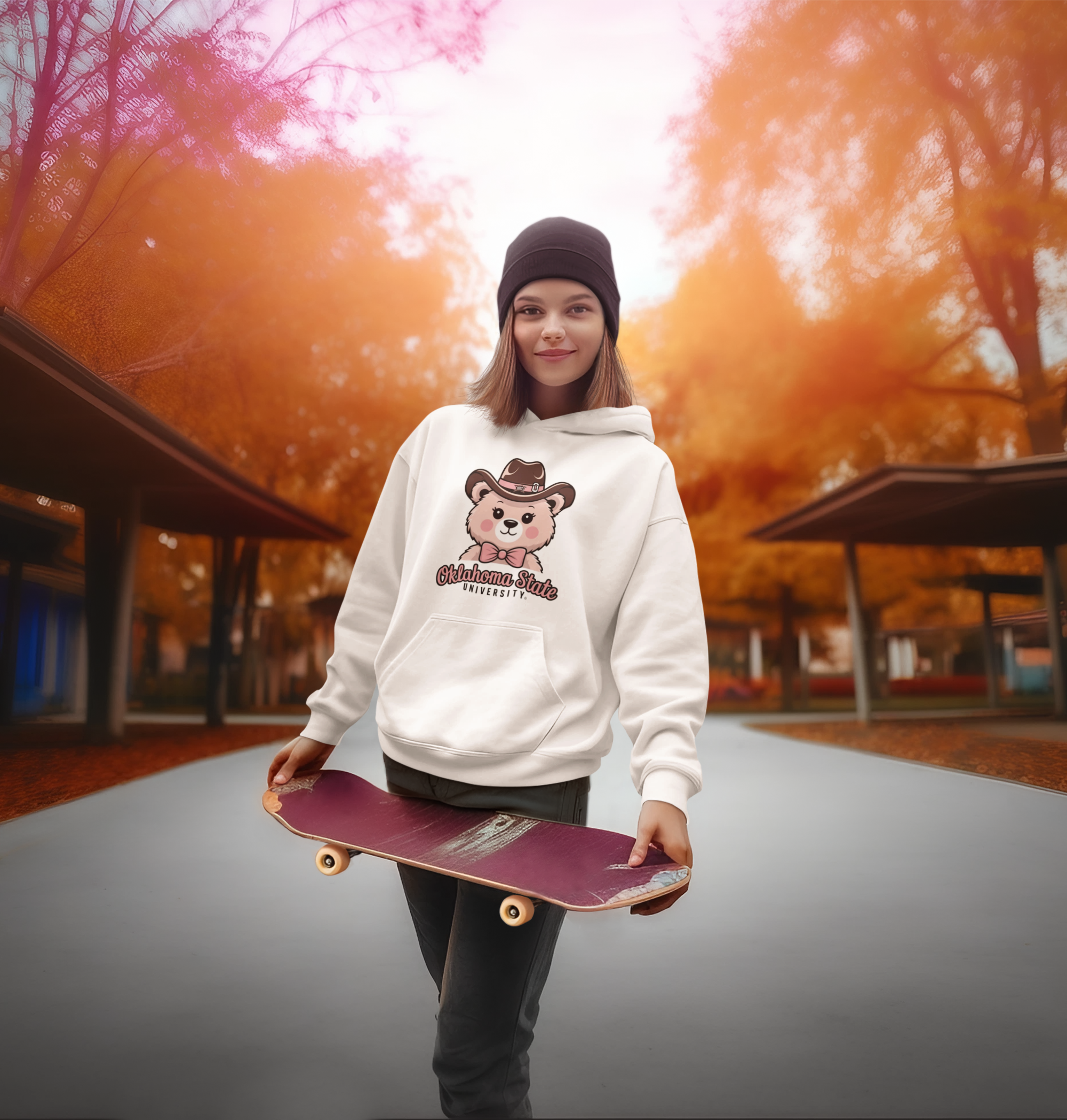 Represent your Sooner pride in style with this distinctive Oklahoma State Bear with Cowboy hat Hoodie.