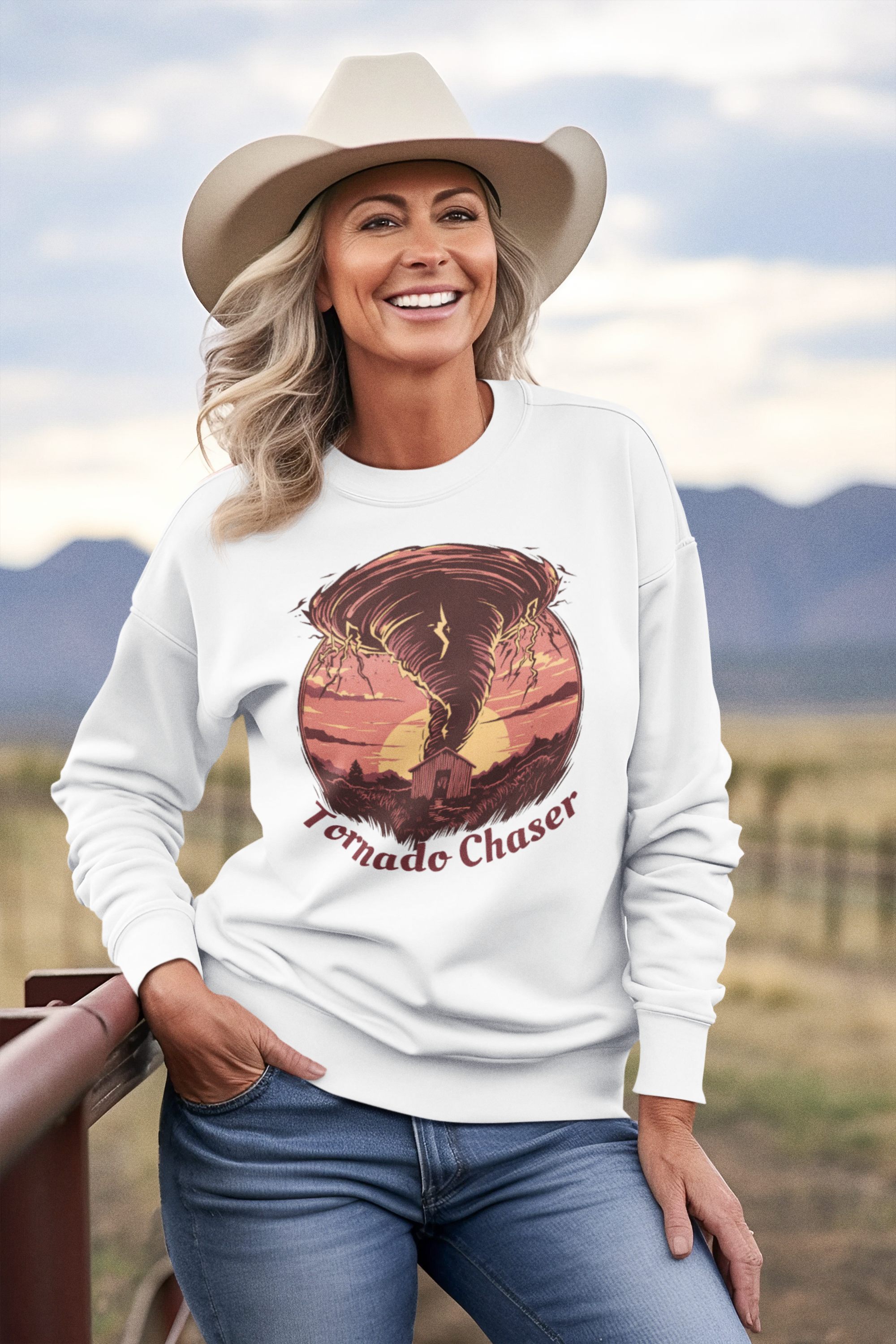 Chase the storm in style with our Tornado Chaser sweatshirt.