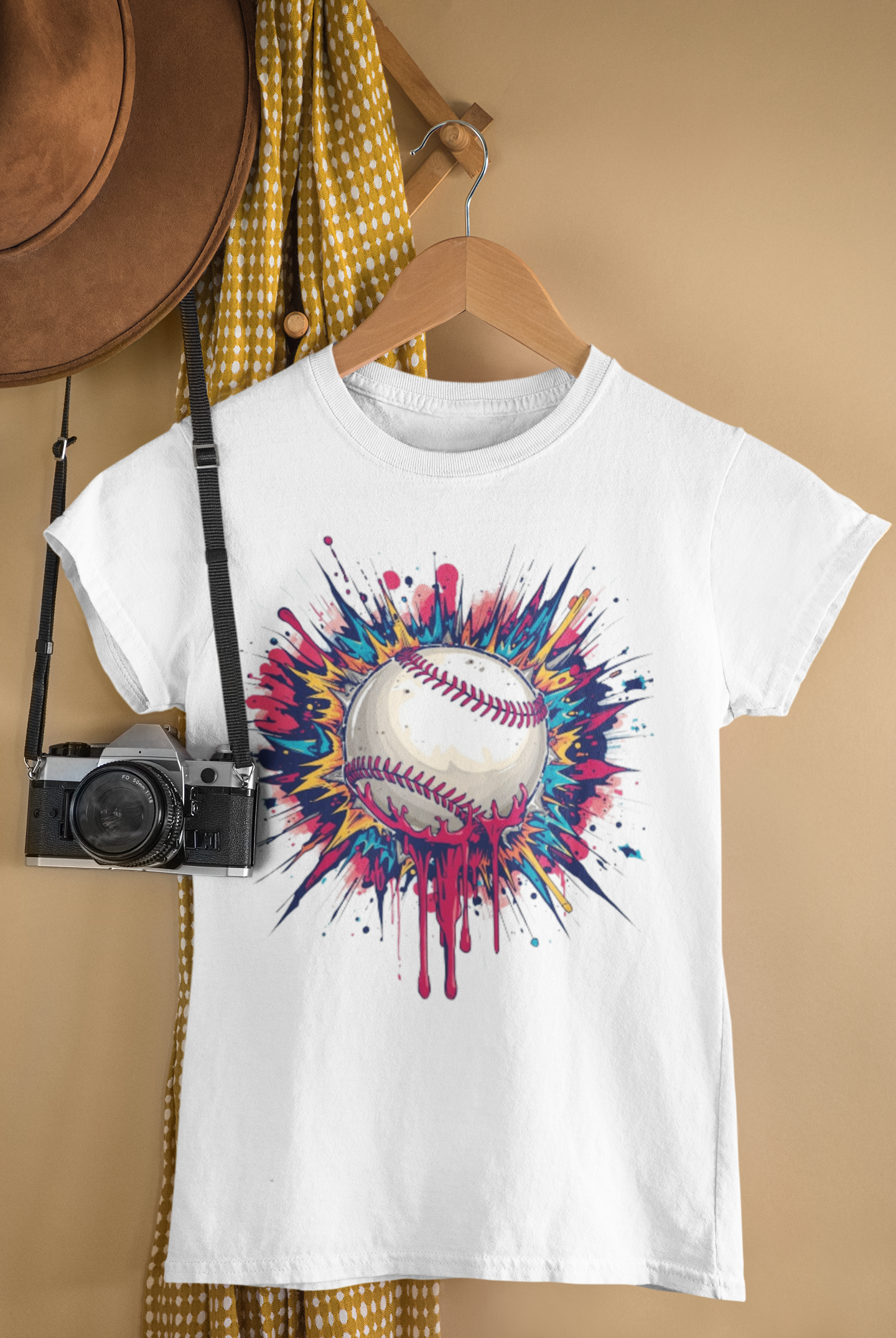 Step up to the plate with this playful baseball explosion tee that celebrates the sport with vibrant energy and charm.