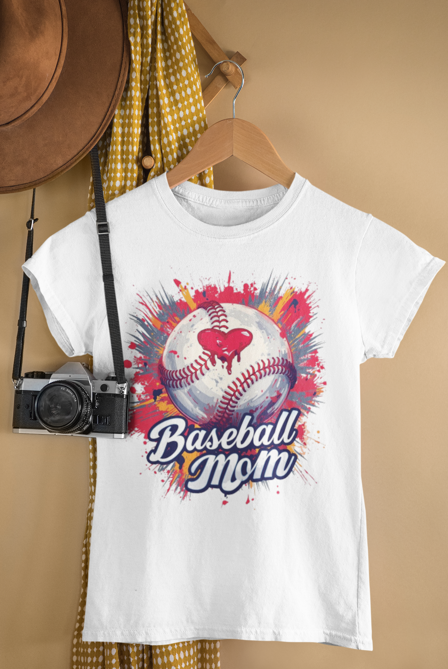Celebrate your biggest fan status with this classic baseball mom tee shirt.