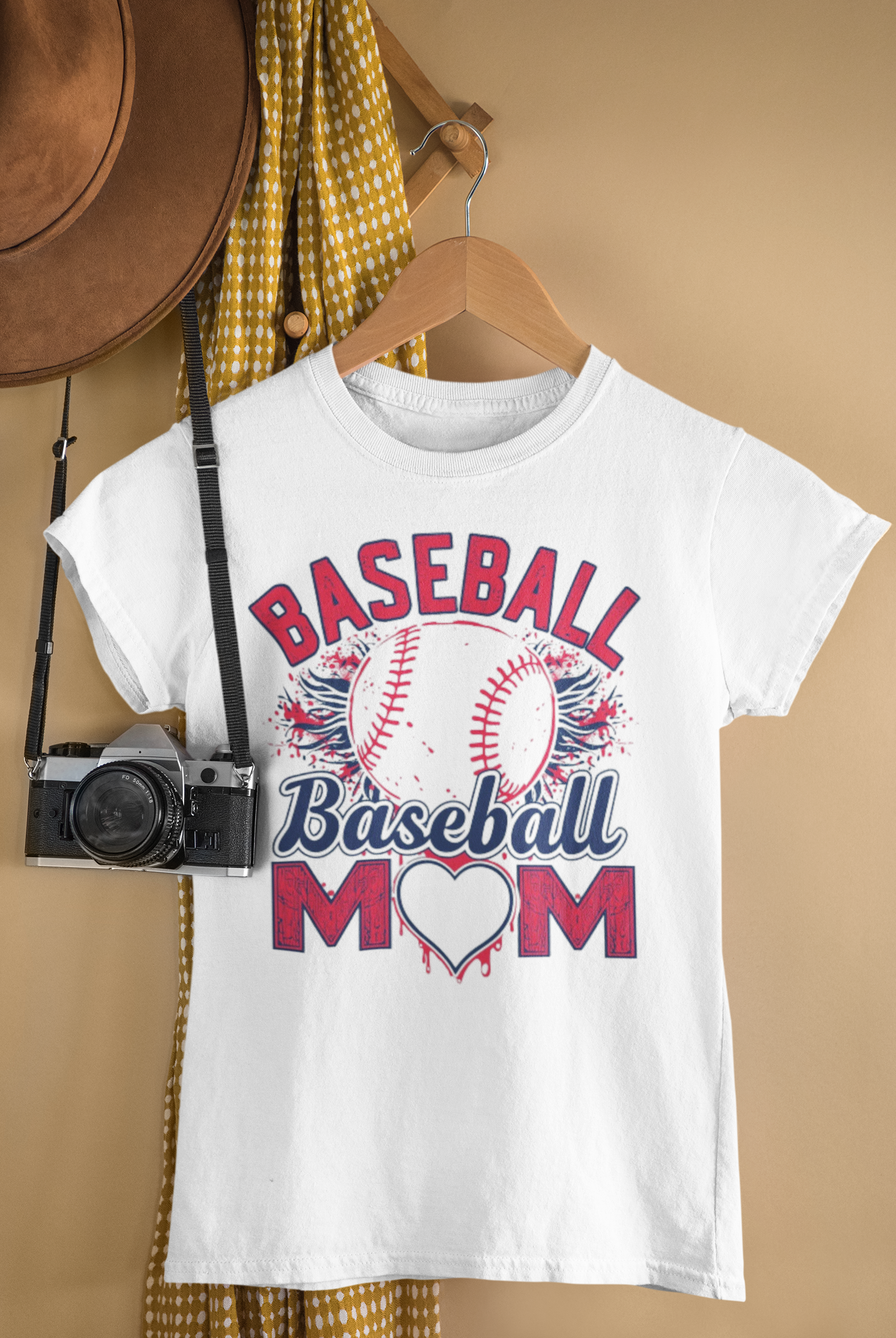 Celebrate mom's style with this classic baseball tee that blends comfort and timeless appeal.