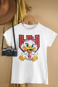 Show your Sooner pride with a playful twist! This Oklahoma Sooners tee features a charming duck design that brings fun and personality to your game day wardrobe.