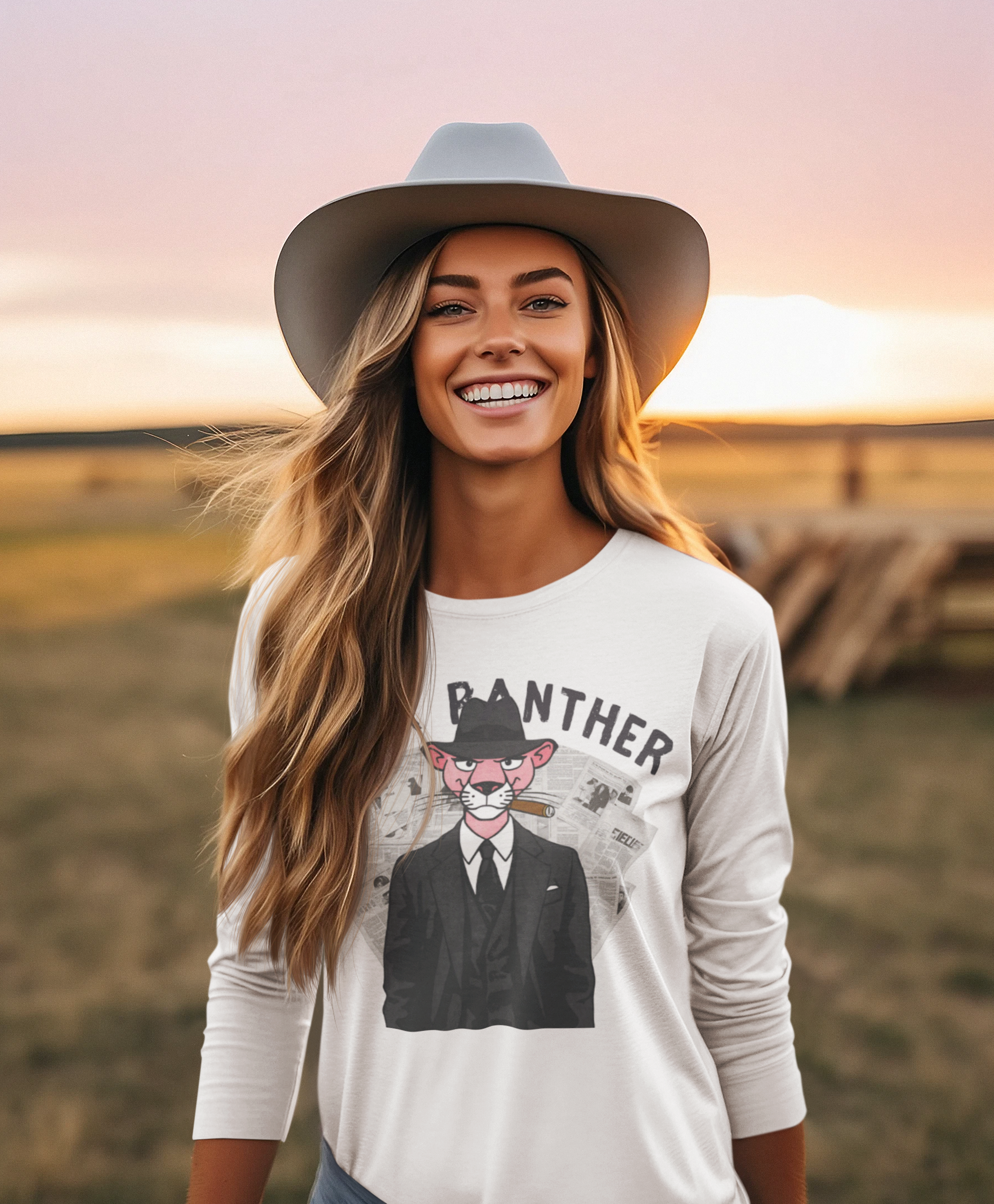 Unleash your inner wild side with this playful Pink Panther ladies tee.