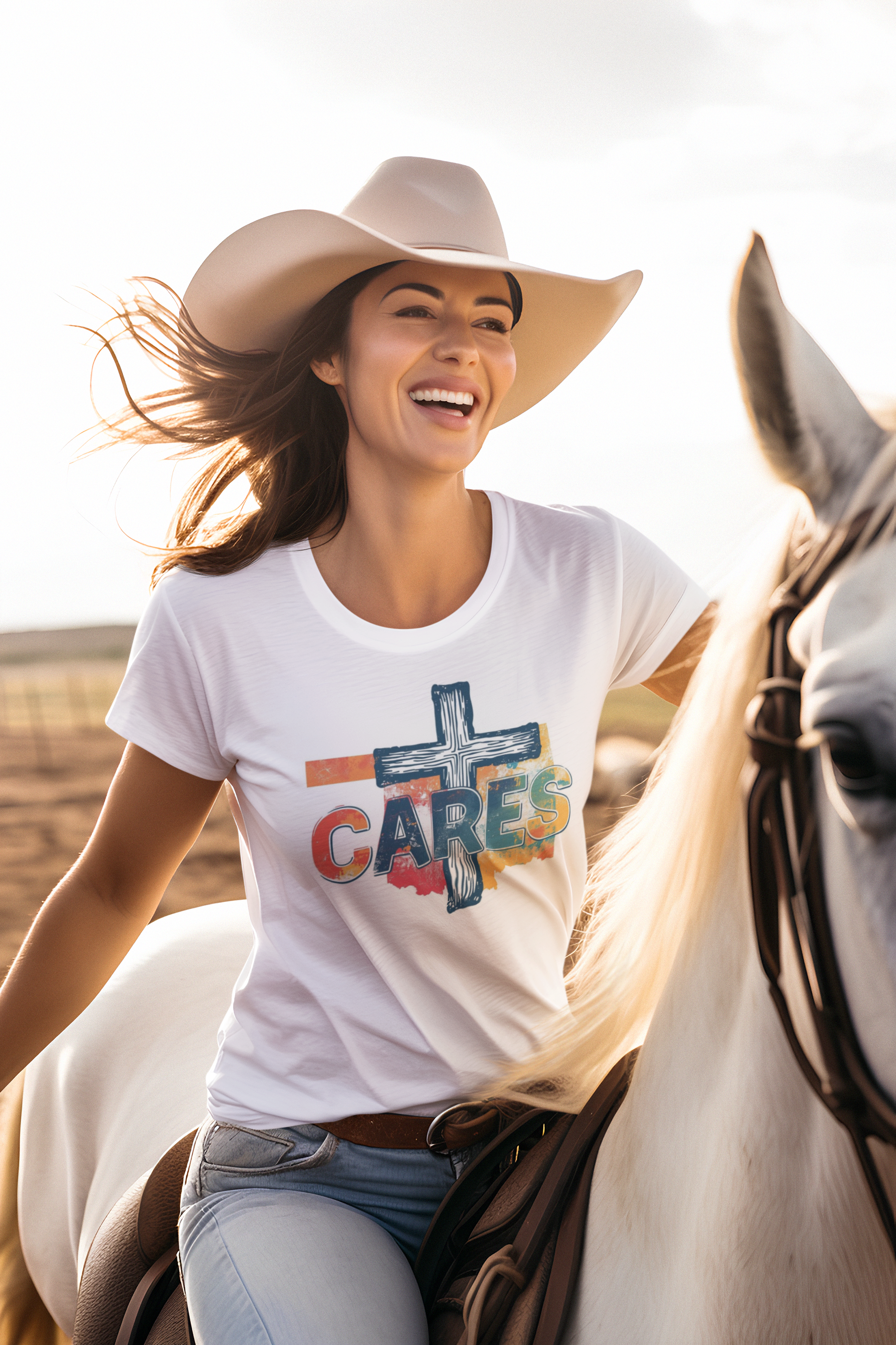 This playful tee features a bold map of Oklahoma paired with a cheeky "God cares" message—perfect for locals who appreciate faith, geography.