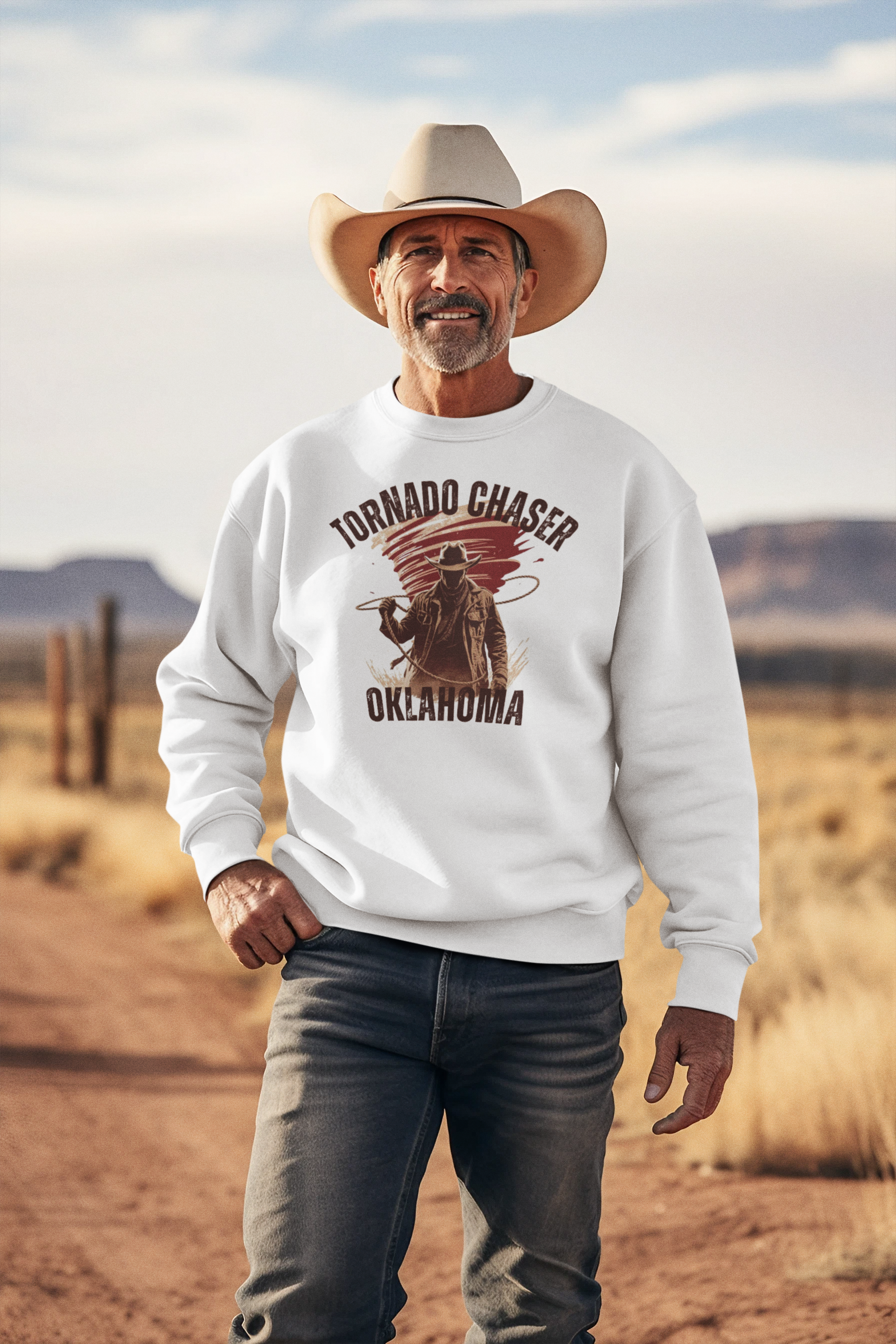 Experience the thrill of storm chasing with our Tornado Chaser sweatshirt—designed for adventurers who embrace nature's raw power.