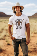 Our Savior Jesus Bull Head Men's T-Shirt combines bold spiritual imagery with contemporary style.