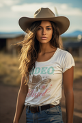 Saddle up in style with our Rodeo Blessed t-shirt, the perfect way to celebrate your Western spirit